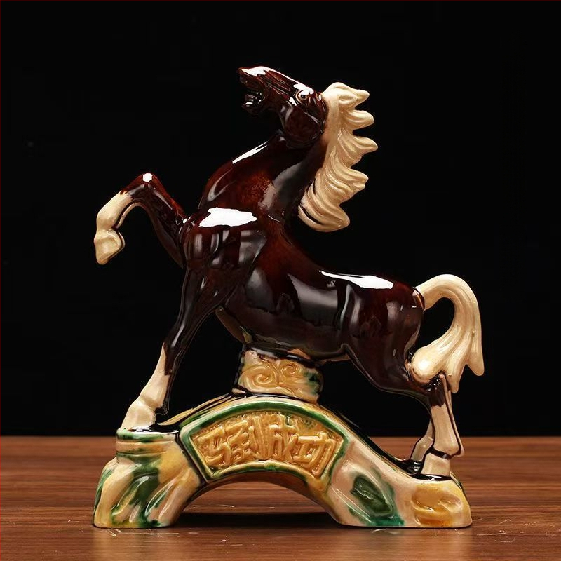Keraminė arklio figūra – rankų darbo, naujo Kinų stiliaus, stalinis dekoras, dovana verslui