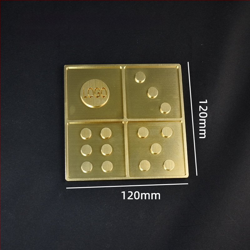 Jääkuubikute tempel kohandatud gravüüritud logoga, vask-pronksi sulam, CNC gravüürimine ja käsitsi poleerimine, ümmargune või ruudukujuline kuju, kaal 50 g