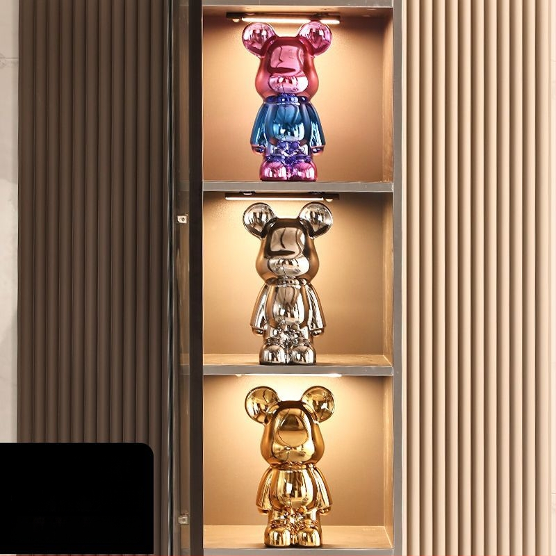 Keraminių meškiukų figūrėlių rinkinys su elektroplakavimo apdaila, šviesaus prabangos stilius, namų dekoras, pritaikomas