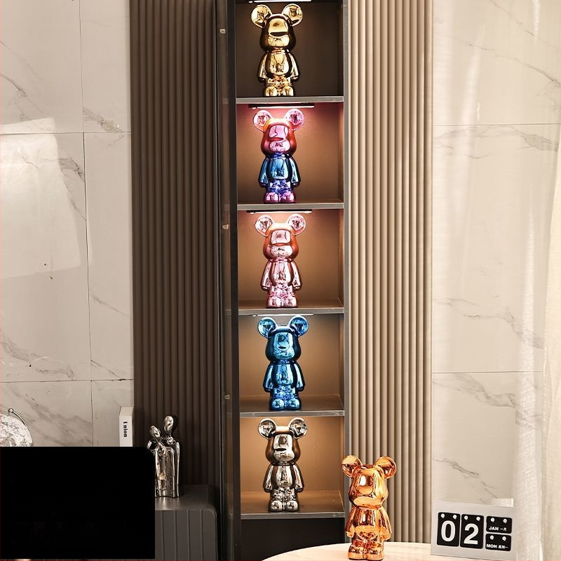 Keraminių meškiukų figūrėlių rinkinys su elektroplakavimo apdaila, šviesaus prabangos stilius, namų dekoras, pritaikomas