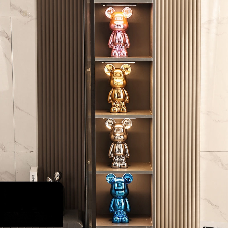 Keraminių meškiukų figūrėlių rinkinys su elektroplakavimo apdaila, šviesaus prabangos stilius, namų dekoras, pritaikomas