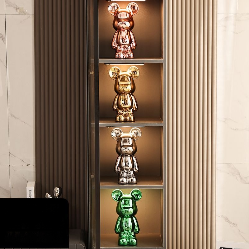 Keraminių meškiukų figūrėlių rinkinys su elektroplakavimo apdaila, šviesaus prabangos stilius, namų dekoras, pritaikomas