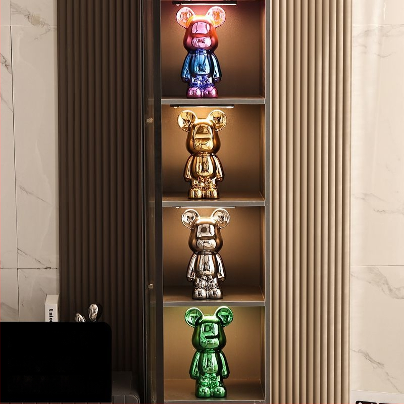 Keraminių meškiukų figūrėlių rinkinys su elektroplakavimo apdaila, šviesaus prabangos stilius, namų dekoras, pritaikomas