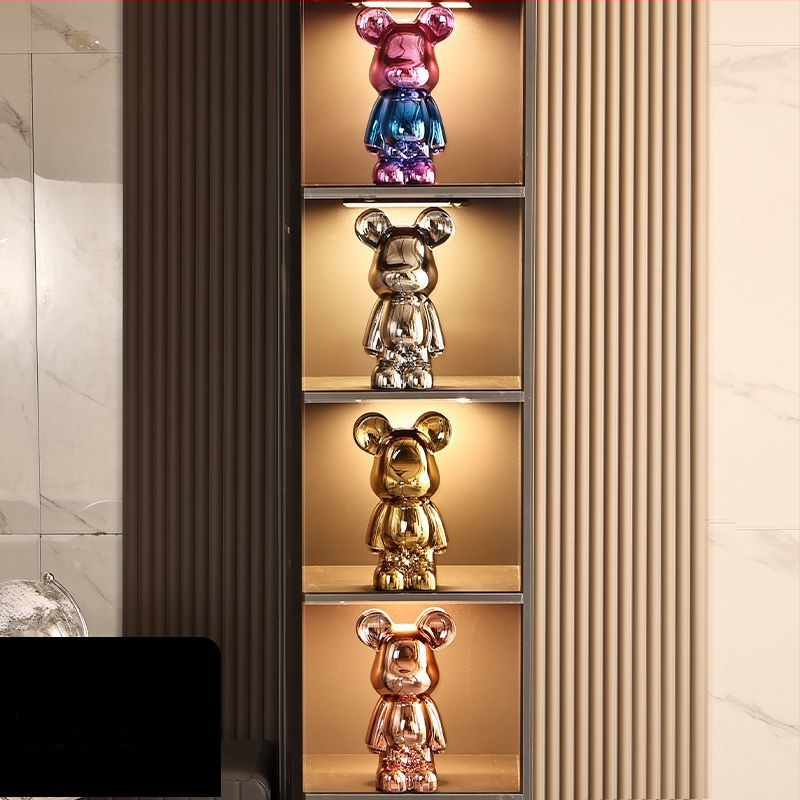 Keraminių meškiukų figūrėlių rinkinys su elektroplakavimo apdaila, šviesaus prabangos stilius, namų dekoras, pritaikomas