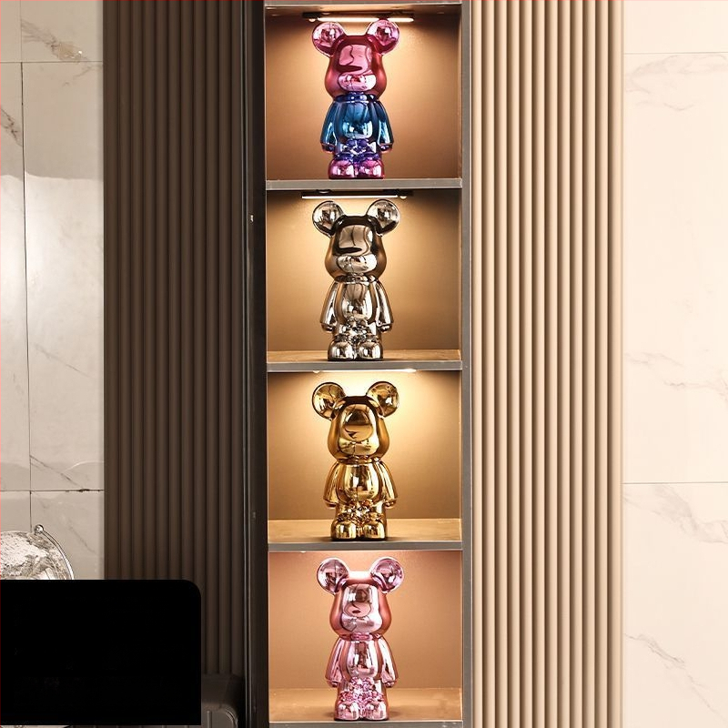 Keraminių meškiukų figūrėlių rinkinys su elektroplakavimo apdaila, šviesaus prabangos stilius, namų dekoras, pritaikomas