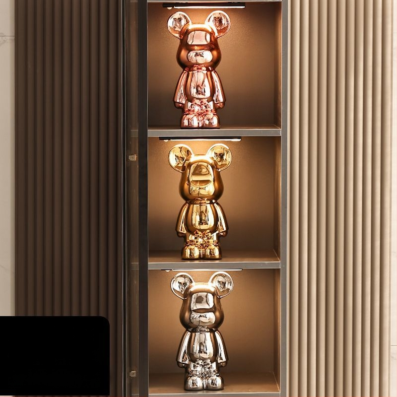 Keraminių meškiukų figūrėlių rinkinys su elektroplakavimo apdaila, šviesaus prabangos stilius, namų dekoras, pritaikomas