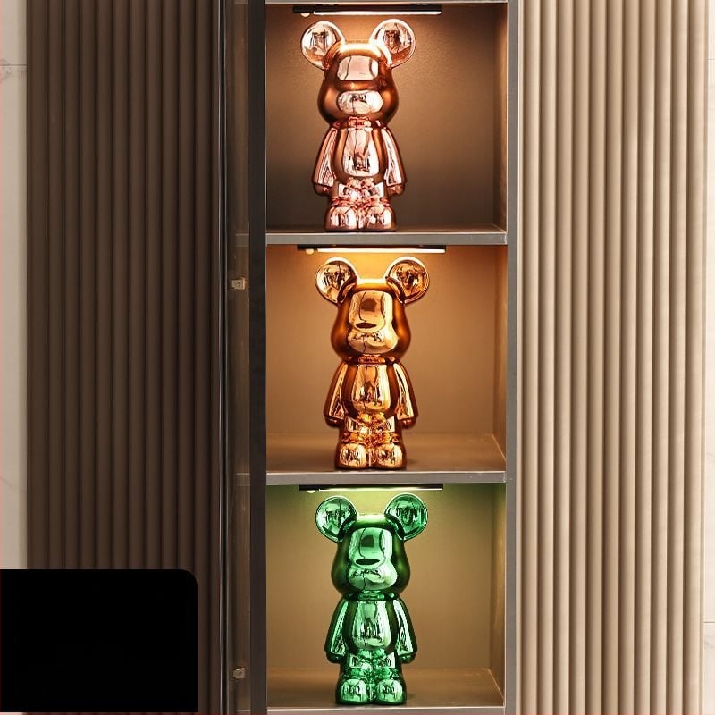 Keraminių meškiukų figūrėlių rinkinys su elektroplakavimo apdaila, šviesaus prabangos stilius, namų dekoras, pritaikomas