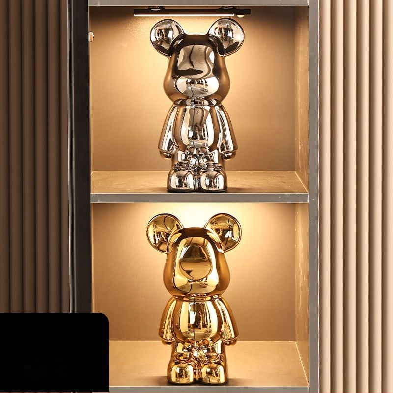 Keraminių meškiukų figūrėlių rinkinys su elektroplakavimo apdaila, šviesaus prabangos stilius, namų dekoras, pritaikomas