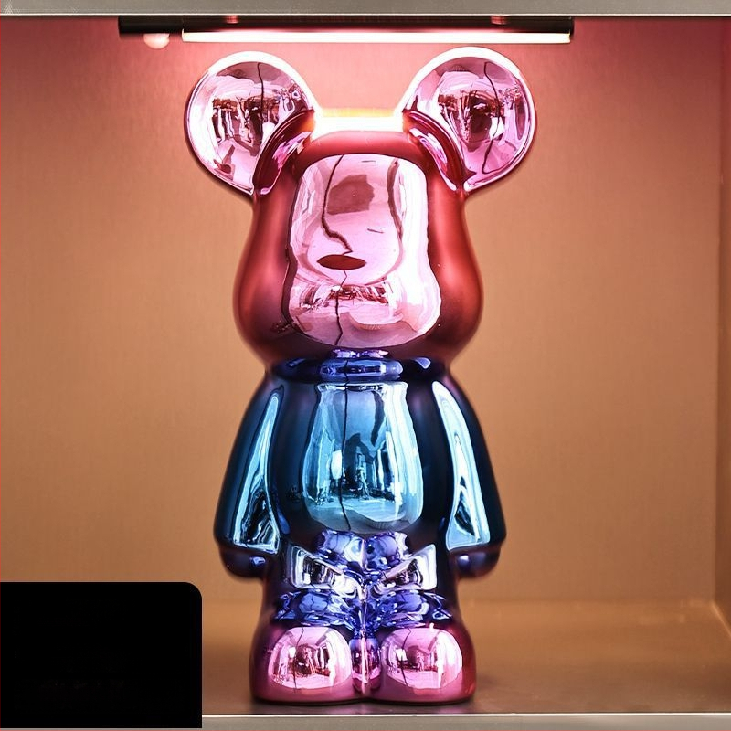 Keraminių meškiukų figūrėlių rinkinys su elektroplakavimo apdaila, šviesaus prabangos stilius, namų dekoras, pritaikomas