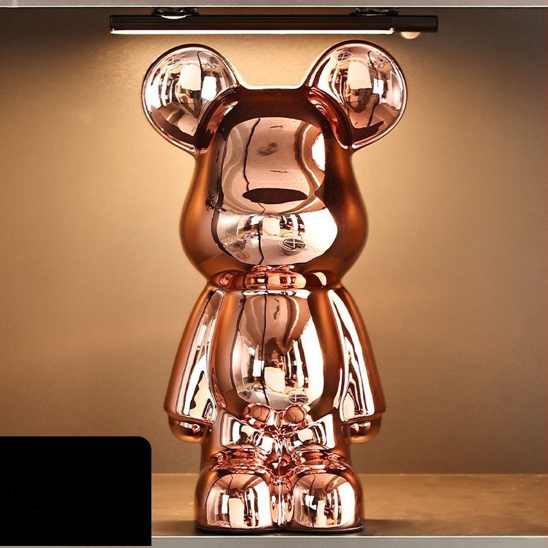 Keraminių meškiukų figūrėlių rinkinys su elektroplakavimo apdaila, šviesaus prabangos stilius, namų dekoras, pritaikomas