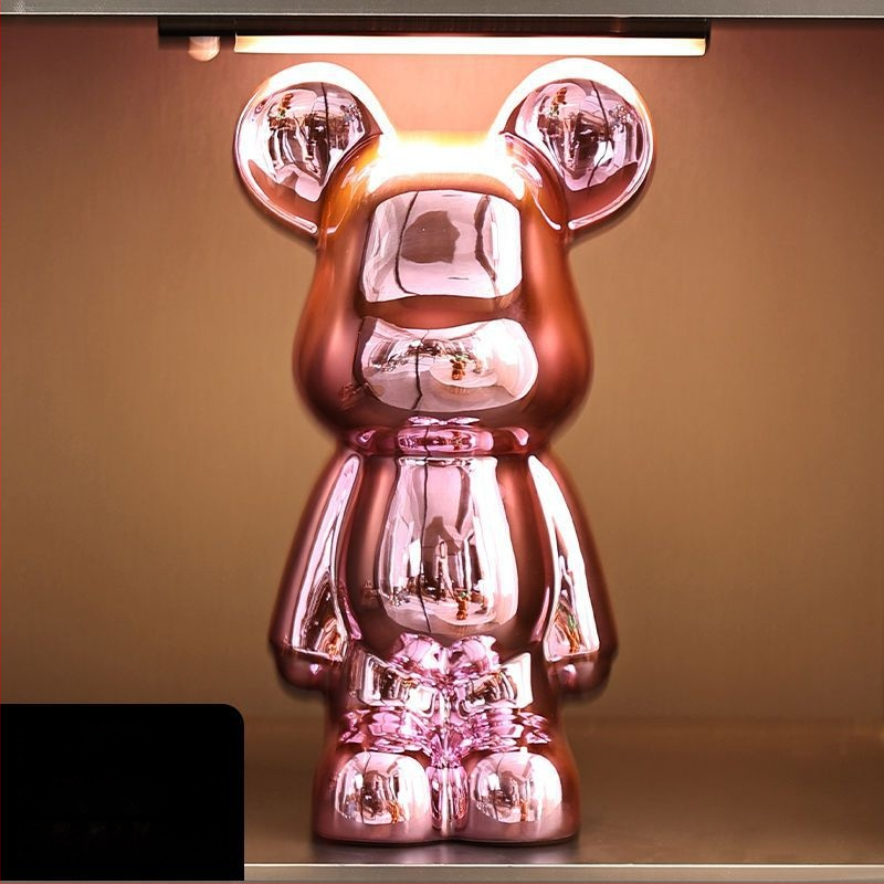 Keraminių meškiukų figūrėlių rinkinys su elektroplakavimo apdaila, šviesaus prabangos stilius, namų dekoras, pritaikomas