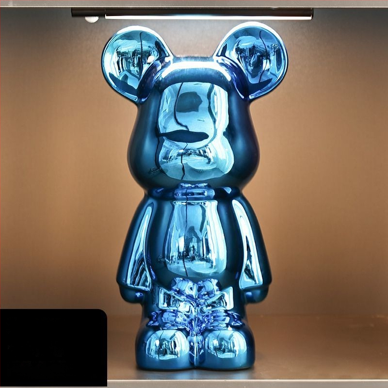 Keraminių meškiukų figūrėlių rinkinys su elektroplakavimo apdaila, šviesaus prabangos stilius, namų dekoras, pritaikomas