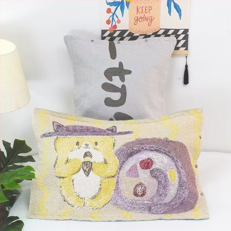 Medvilninė žakardo pagalvės uždanga su mygtuko uždarymu, vienas vnt.