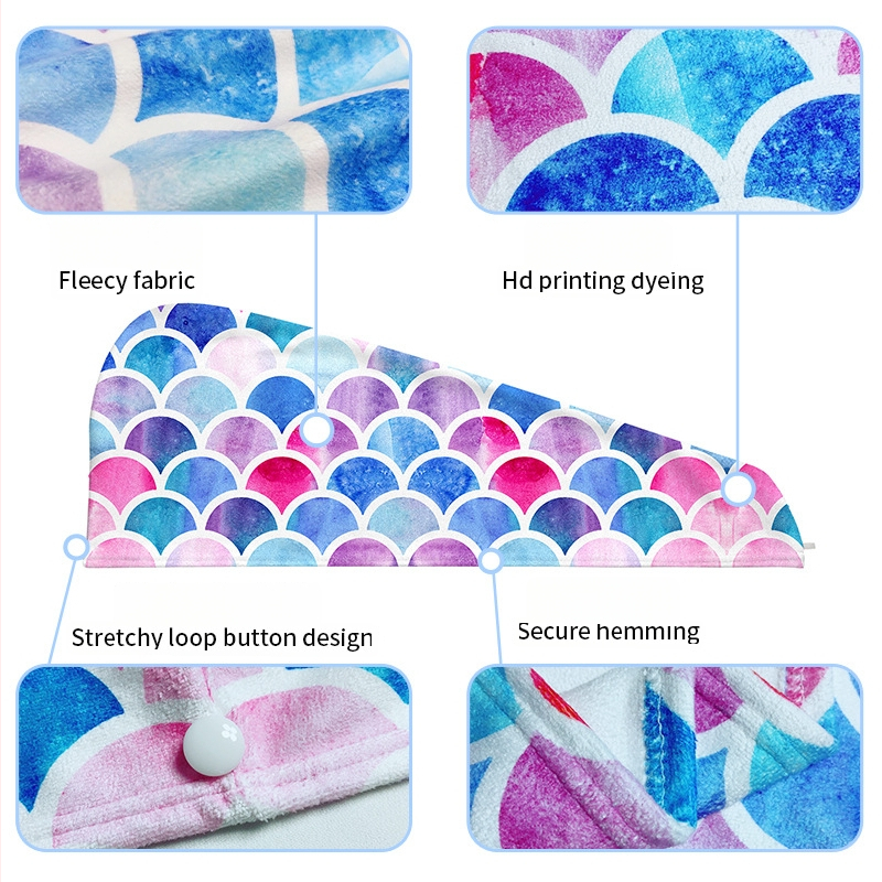 Mikropluošto plaukų džiovinimo kepuraitė su spauda, pritaikoma spauda, ypač sugerianti, greitas džiovinimas, 100–119 g