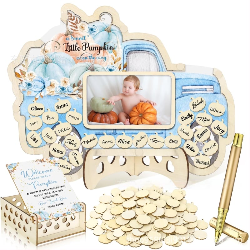 Βιβλίο επισκεπτών πάρτυ απόκρυψης φύλου με θεματικό αρκούδας πλαίσιο φωτογραφίας υπερήχων πεταλούδας – Boxwood, εκτύπωση