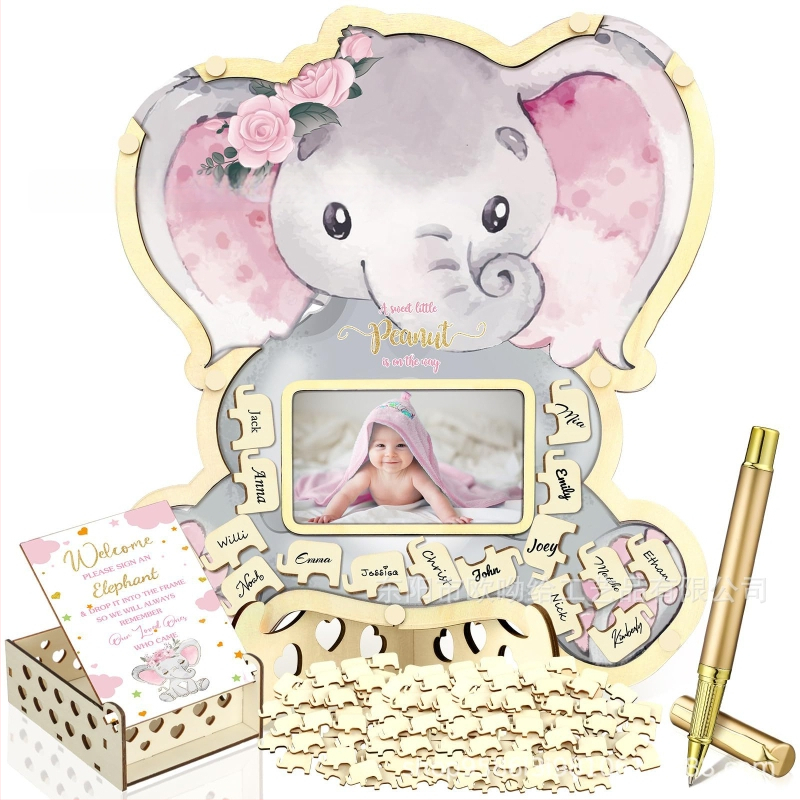 Βιβλίο επισκεπτών πάρτυ απόκρυψης φύλου με θεματικό αρκούδας πλαίσιο φωτογραφίας υπερήχων πεταλούδας – Boxwood, εκτύπωση