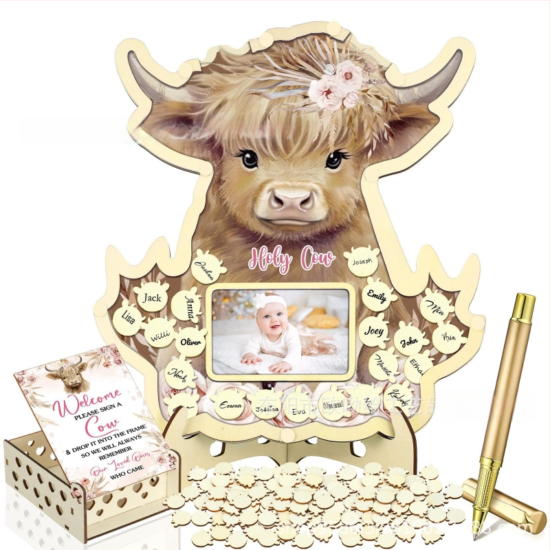 Βιβλίο επισκεπτών πάρτυ απόκρυψης φύλου με θεματικό αρκούδας πλαίσιο φωτογραφίας υπερήχων πεταλούδας – Boxwood, εκτύπωση