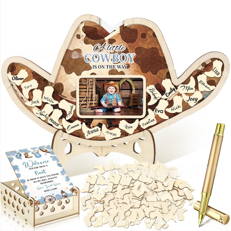 Βιβλίο επισκεπτών πάρτυ απόκρυψης φύλου με θεματικό αρκούδας πλαίσιο φωτογραφίας υπερήχων πεταλούδας – Boxwood, εκτύπωση