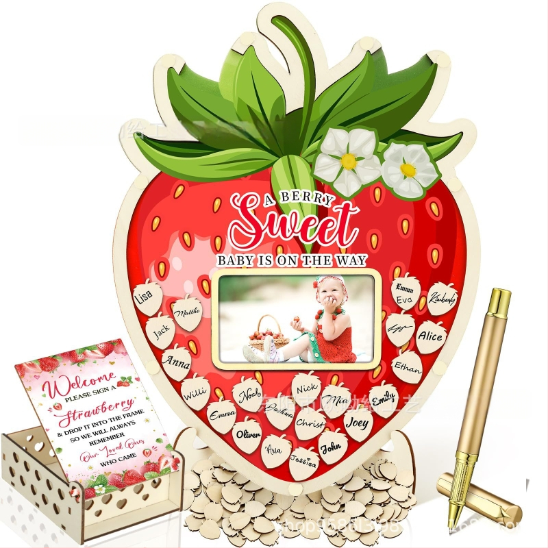 Βιβλίο επισκεπτών πάρτυ απόκρυψης φύλου με θεματικό αρκούδας πλαίσιο φωτογραφίας υπερήχων πεταλούδας – Boxwood, εκτύπωση