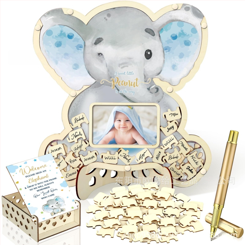 Βιβλίο επισκεπτών πάρτυ απόκρυψης φύλου με θεματικό αρκούδας πλαίσιο φωτογραφίας υπερήχων πεταλούδας – Boxwood, εκτύπωση