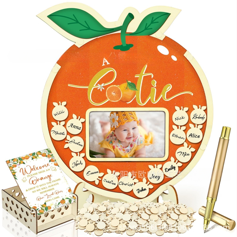 Βιβλίο επισκεπτών πάρτυ απόκρυψης φύλου με θεματικό αρκούδας πλαίσιο φωτογραφίας υπερήχων πεταλούδας – Boxwood, εκτύπωση