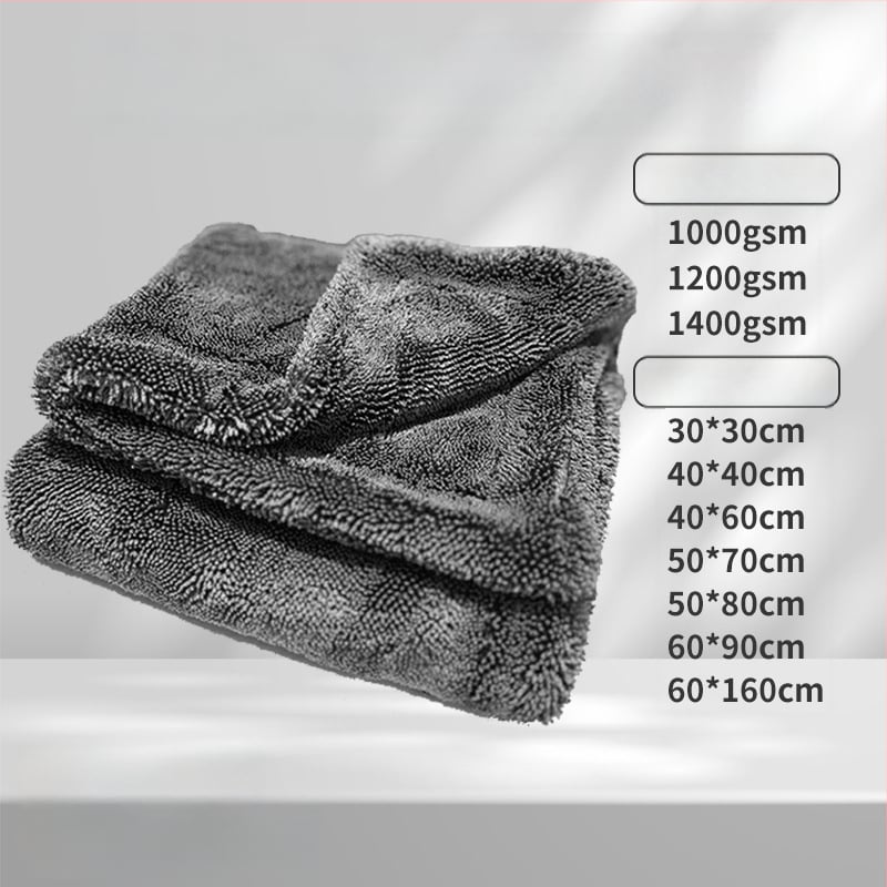 Dviejų pusių storas mikropluošto automobilių rankšluostis — be žymių, didelis sugeriamumas, daugiafunkcinis, galimybė užsakyti logotipą