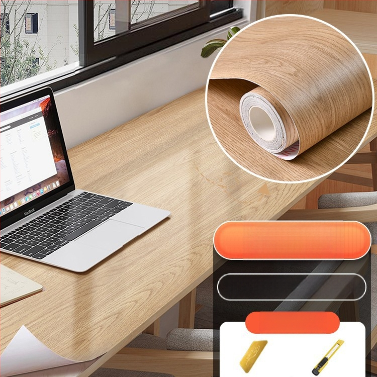 Самозалепващ стикер с дървесен модел за обновяване на мебели, водоустойчив PVC, 1 брой, за спалня (гардероби и шкафове), модел 21951648613