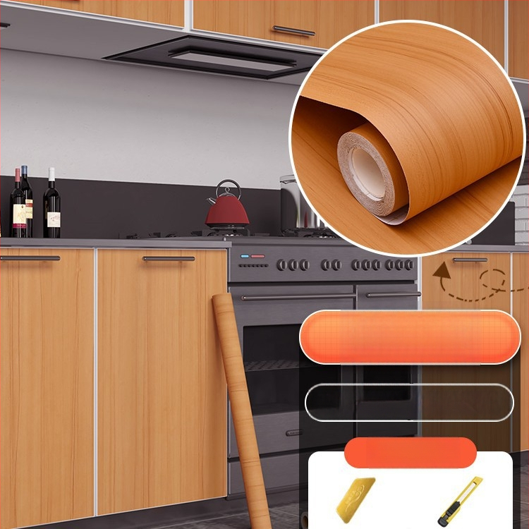 Самозалепващ стикер с дървесен модел за обновяване на мебели, водоустойчив PVC, 1 брой, за спалня (гардероби и шкафове), модел 21951648613