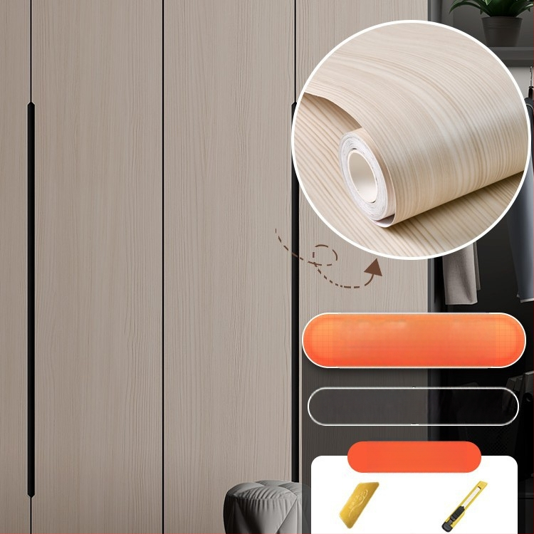 Самозалепващ стикер с дървесен модел за обновяване на мебели, водоустойчив PVC, 1 брой, за спалня (гардероби и шкафове), модел 21951648613