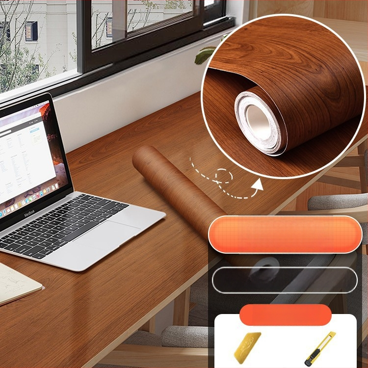 Самозалепващ стикер с дървесен модел за обновяване на мебели, водоустойчив PVC, 1 брой, за спалня (гардероби и шкафове), модел 21951648613