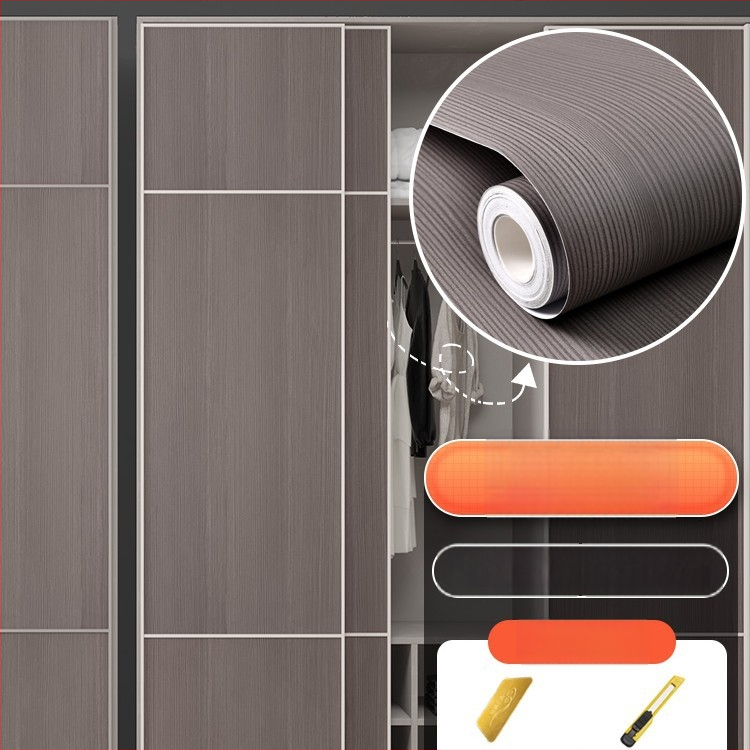 Самозалепващ стикер с дървесен модел за обновяване на мебели, водоустойчив PVC, 1 брой, за спалня (гардероби и шкафове), модел 21951648613