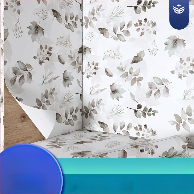 Гардеробен влагоустойчив против мухъл самозалепващ стикер с растителен мотив (PVC, 1 бр., стил френски, плосък стенен стикер; подходящ за всекидневна, спалня, кабинет, кухня и баня)