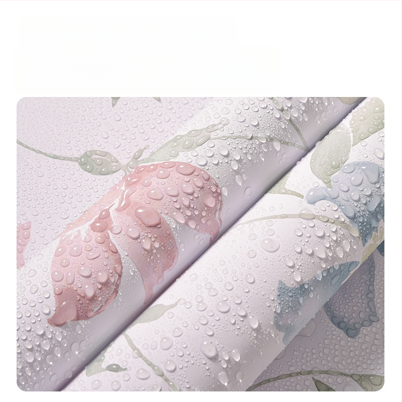 Гардеробен влагоустойчив против мухъл самозалепващ стикер с растителен мотив (PVC, 1 бр., стил френски, плосък стенен стикер; подходящ за всекидневна, спалня, кабинет, кухня и баня)