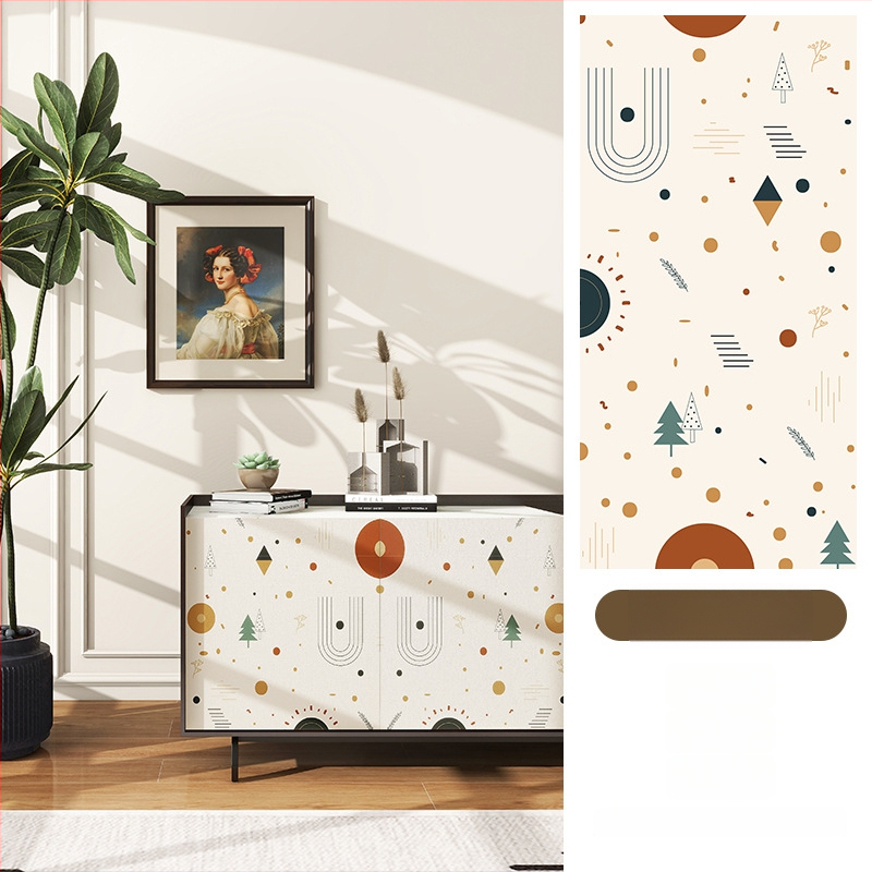 Гардеробен влагоустойчив против мухъл самозалепващ стикер с растителен мотив (PVC, 1 бр., стил френски, плосък стенен стикер; подходящ за всекидневна, спалня, кабинет, кухня и баня)