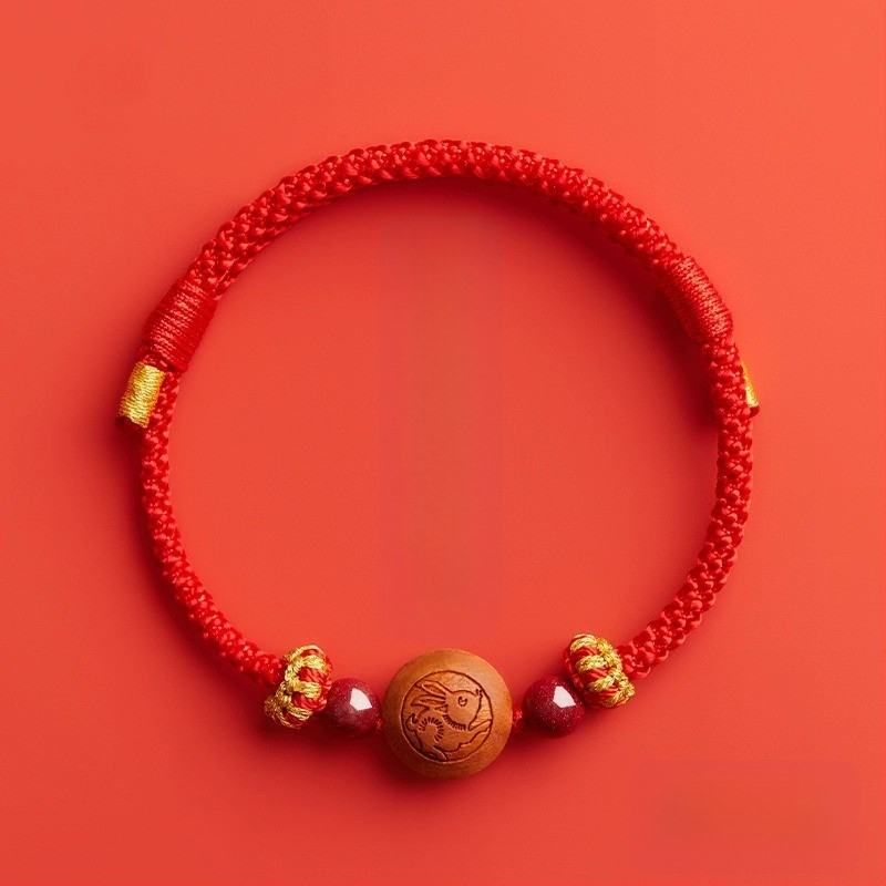Детска гривна от cinnabar, ръчно преплетена, етно стил, мотив животно/зодия
