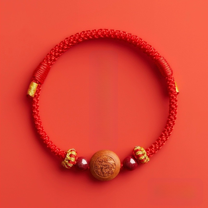 Детска гривна от cinnabar, ръчно преплетена, етно стил, мотив животно/зодия