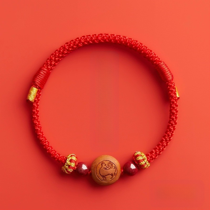 Детска гривна от cinnabar, ръчно преплетена, етно стил, мотив животно/зодия