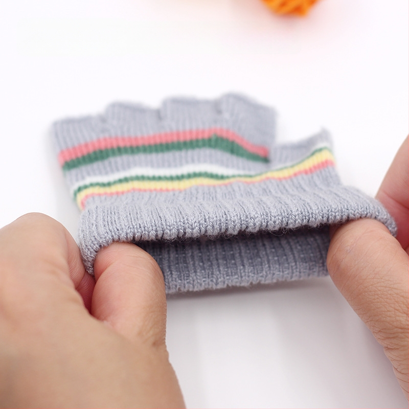 Adītas puspirksta cimdi zīdaiņiem vecumā 0–3 gadi, svītraini silti ziemai, pavasarim un rudenim