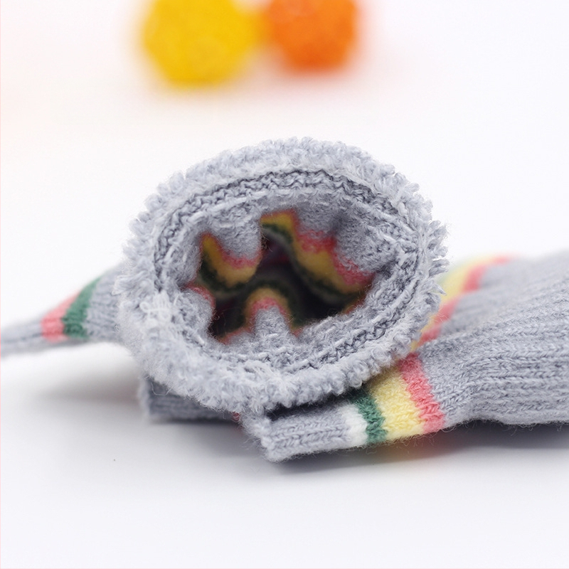 Adītas puspirksta cimdi zīdaiņiem vecumā 0–3 gadi, svītraini silti ziemai, pavasarim un rudenim