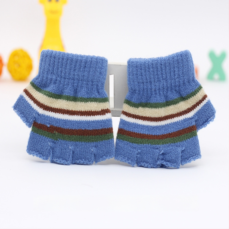 Adītas puspirksta cimdi zīdaiņiem vecumā 0–3 gadi, svītraini silti ziemai, pavasarim un rudenim