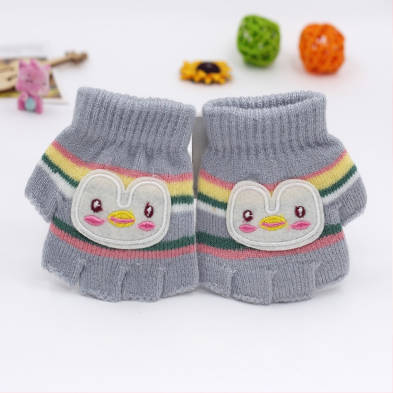 Adītas puspirksta cimdi zīdaiņiem vecumā 0–3 gadi, svītraini silti ziemai, pavasarim un rudenim