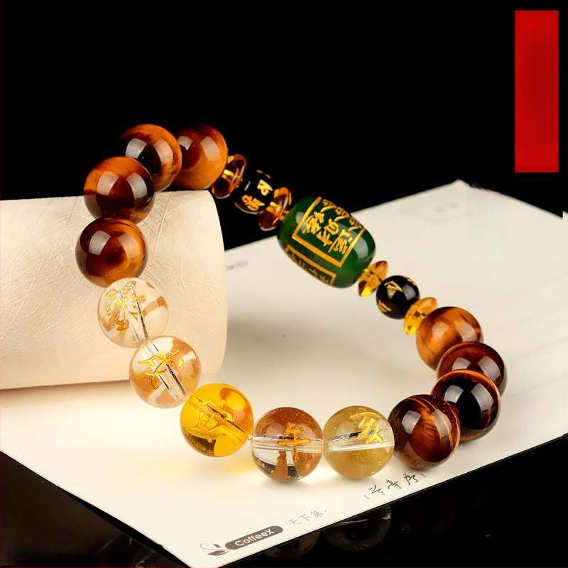 Браслет с тигрово око и зодиакални животни, будистки мъниста, ръчна изработка, унисекс