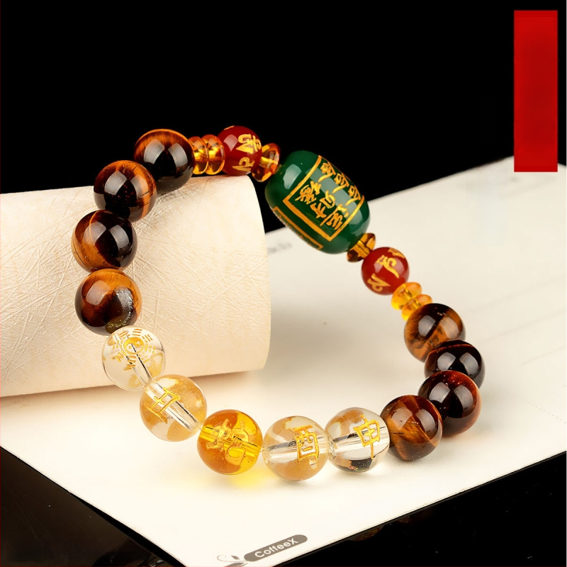 Браслет с тигрово око и зодиакални животни, будистки мъниста, ръчна изработка, унисекс