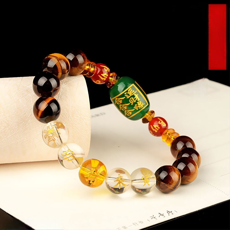 Браслет с тигрово око и зодиакални животни, будистки мъниста, ръчна изработка, унисекс