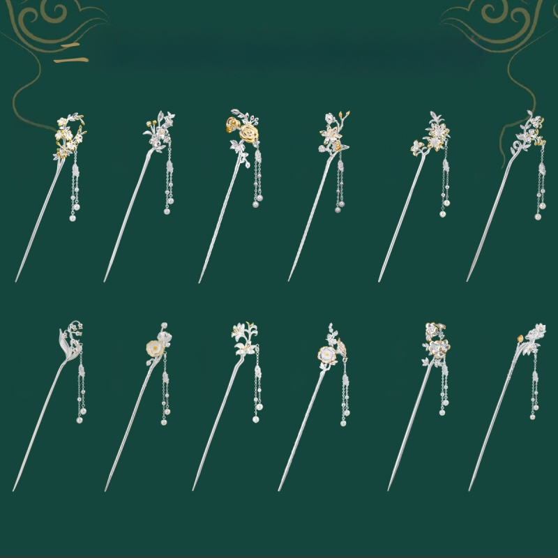 Matu sprādze no vara, nacionālā stila, ziedu motīvs, elektroplatinga pārklājums, izcelsme Shantwei