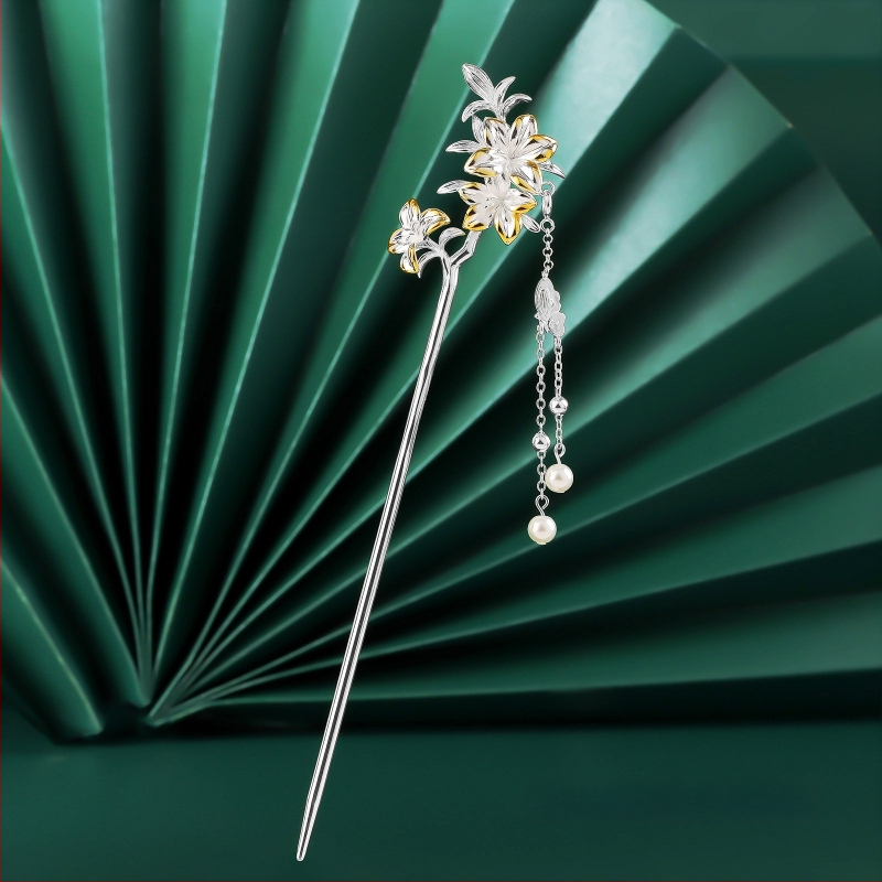 Matu sprādze no vara, nacionālā stila, ziedu motīvs, elektroplatinga pārklājums, izcelsme Shantwei