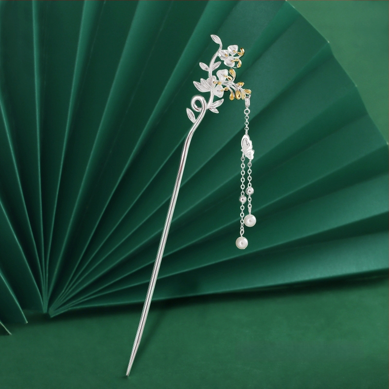 Matu sprādze no vara, nacionālā stila, ziedu motīvs, elektroplatinga pārklājums, izcelsme Shantwei