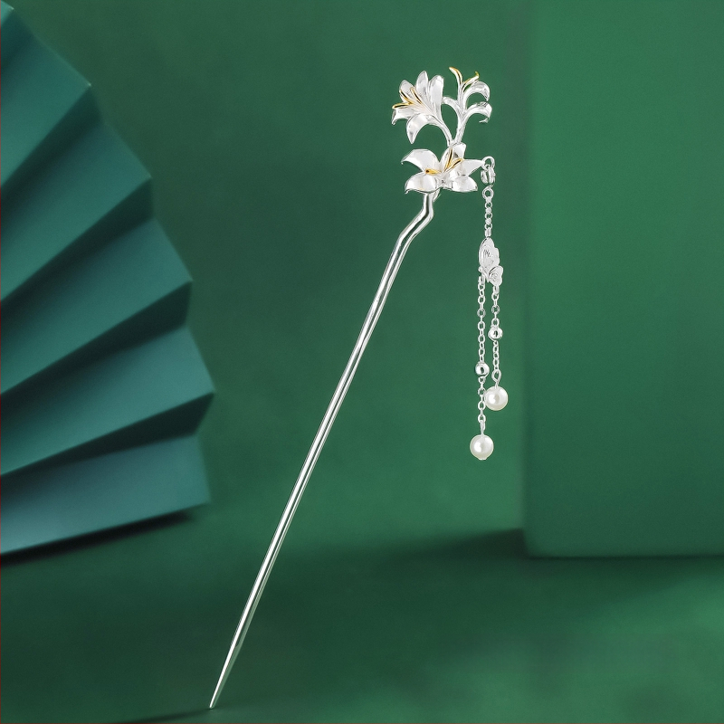 Matu sprādze no vara, nacionālā stila, ziedu motīvs, elektroplatinga pārklājums, izcelsme Shantwei