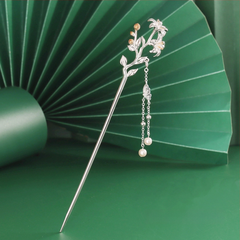 Matu sprādze no vara, nacionālā stila, ziedu motīvs, elektroplatinga pārklājums, izcelsme Shantwei