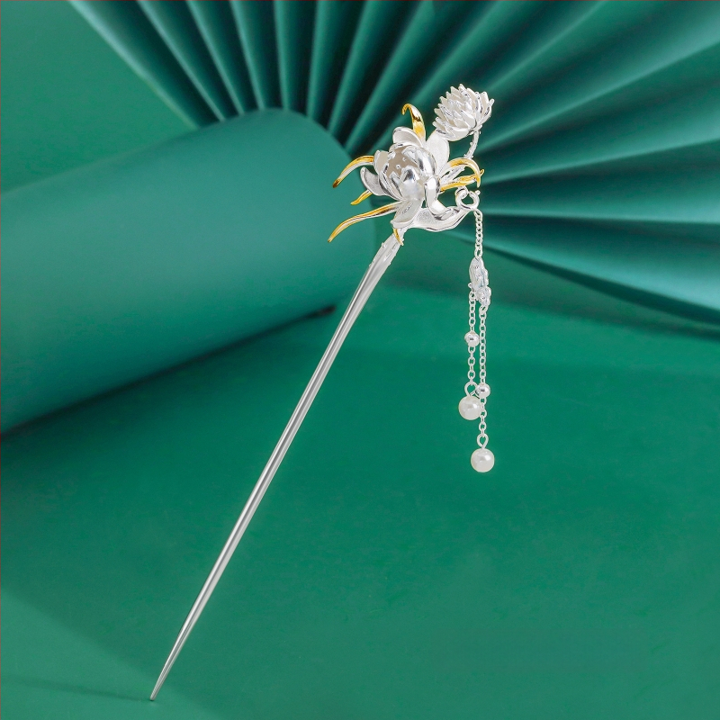 Matu sprādze no vara, nacionālā stila, ziedu motīvs, elektroplatinga pārklājums, izcelsme Shantwei